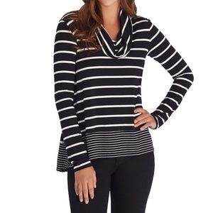 BHWM Long Sleeve Cowl Neck Stripe Tee